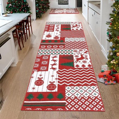 Christmas Area Rugs Xmas Patchwork Pattern Rug Holiday Home Decor