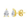 Bella Silver Sterling Silver, Gold Plated Solitaire Pear-Shaped CZ, 5x6mm 18" Necklace & 4x5mm Earrings Set - Gold Plated - 2 of 4