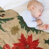 FIONECA Christmas Poinsettia Gift Box And Santa Claus Pattern Warm Fleece Blanket Holiday Decorative Cozy Throw Blanket 40x50 inches - 4 of 4