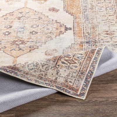 Arncliffe Tan and Light Gray Washable Polyester Runner Rug