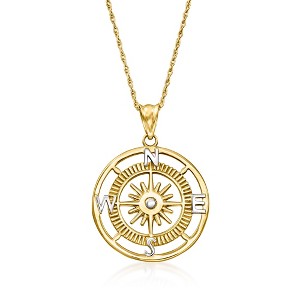 Ross-Simons 14kt Yellow Gold Compass Pendant Necklace - 1 of 4