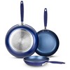 Granitestone Blue 3 Pack Nonstick Fry Pan Set with Rubber Grib Handle - 8'' 10'' and 12'' - image 2 of 4