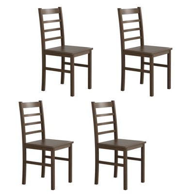 Costway Dining Chair Set of 4 Modern Kitchen Wood Chairs W/ Solid Rubber Wood Structure