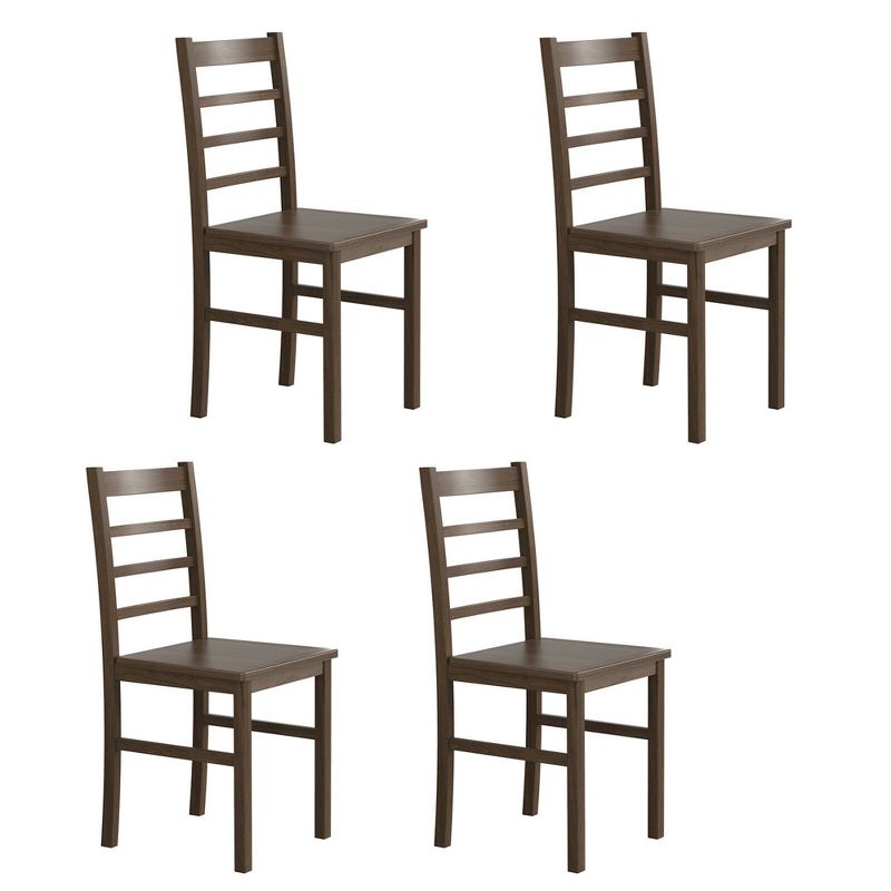 Costway Dining Chair Set of 4 Modern Kitchen Wood Chairs W/ Solid Rubber Wood Structure, 1 of 10