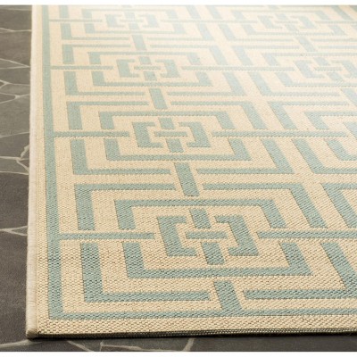 Aqua Splash Cream Geometric 5'1" x 7'6" Synthetic Area Rug