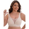 INSPIRE CHIC Women's Mesh Plunge Wirefree Full Coverage Wide Straps Seamless Lightweight Soft Breathable Bras - 4 of 4