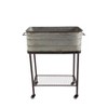 Storied Home Metal Planter Tub on Stand with Rolling Wheels, Galvanized Silver and Black - 3 of 4