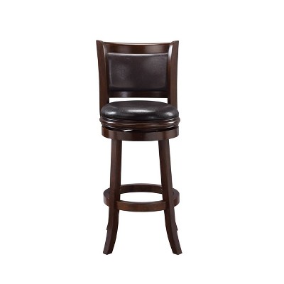 Augusta 42.75" Brown Swivel Bar Stool with Faux Leather Seat