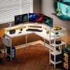 L Shaped Desk with Power Outlets & LED Lights, 62" Computer Desk with Full Monitor Stand - 4 of 4
