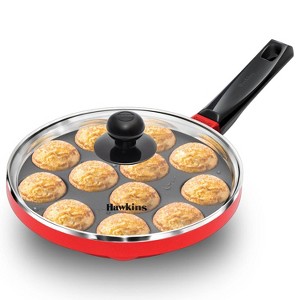 Hawkins 12c Nonstick Appe Pan with Glass Lid: Aluminum Fry Pan, Gas Compatible, Hand Wash, 1-Year Warranty, Red - 1 of 4