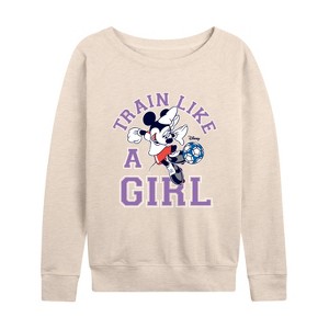 Women's - Disney - Train Like A Girl Lightweight French Terry Wide Neck Long Sleeve Shirt - 1 of 4