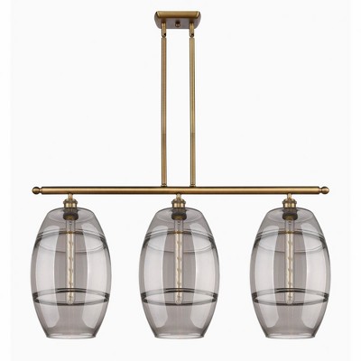 Vaz - 3 Light Stem Hung Island In Industrial Style-19 Inches Tall and 36.5 Inches Wide