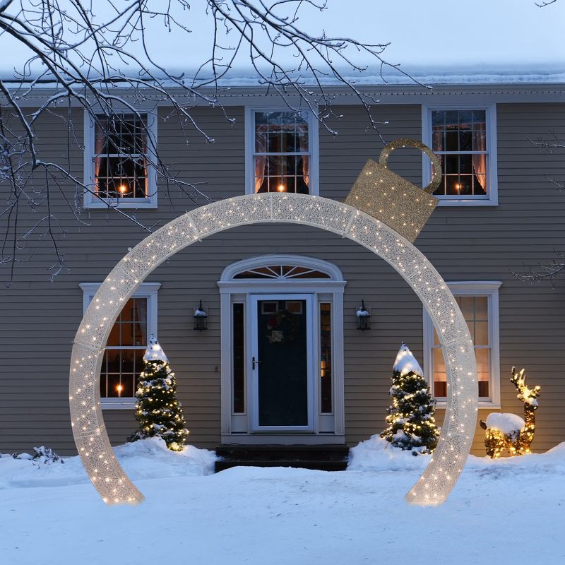 Northlight LED Twinkling Ornament Arch Commercial Outdoor Christmas Display - 10' - White, 2 of 8