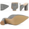 Perphy Pointed Toe Slip on Chunky Heels Houndstooth Slide Mules for Women - 3 of 4