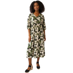 ellos Plus Size Blouson Sleeve Empire Midi Dress - 1 of 3