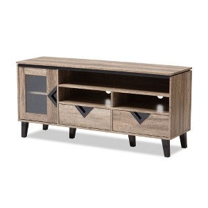 Cardiff Modern and Contemporary Wood TV Stand for TVs up to 55" - Light Brown - Baxton Studio: Entertainment Center with Storage - 1 of 4