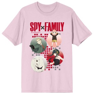 Spy X Family Forger Family Pixel Grid Crew Neck Short Sleeve Cradle Pink Women's T-shirt - 1 of 2