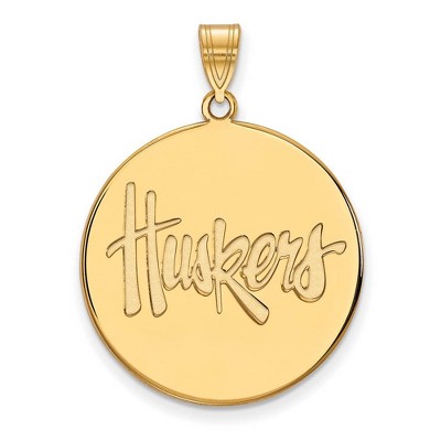 Black Bow Jewelry 14k Yellow Gold Nebraska Cornhuskers NCAA Extra Large Pendant