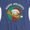 Girls' - Garfield - Happy Holidays Wreath Fit & Flair Cap Sleeve Dress - 2 of 3