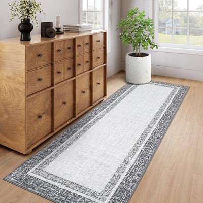 Washable Modern Border Rug Low Pile Soft Area Rugs for Living Room Bedroom Farmhouse Rug