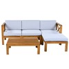 Sapphtopaz Patio Furniture Set Acacia Wood Loveseat Sectional Conversation Outdoor Chairs with Cushions Square Table for Patio, Garden, Terrace - 4 of 4