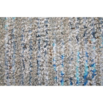 Gray and Blue 10' x 14' Wool Viscose Area Rug