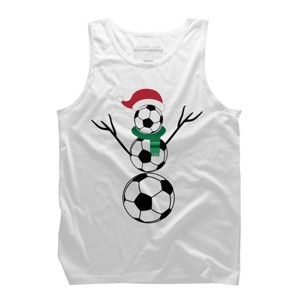 Men's Design By Humans Funny Christmas Shirts Soccer Snowman T-Shirt By RaisedByBears Tank Top - 1 of 3