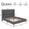 King Size Corduroy Bed Frame, with Vertical Channel Tufted Wingback Headboard, Strong Wooden Slats Support, No Box Spring Needed, Easy Assembly - 2 of 4