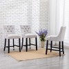 WestinTrends 24" Linen Tufted Buttons Upholstered Wingback Counter Stool (Set of 3) - 2 of 4