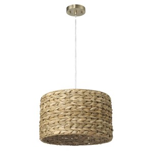 Robert Stevenson Lighting Bella Metal and Handwoven Wicker Drum Ceiling Light Natural: UL Listed, Iron Body, E26 - 1 of 4