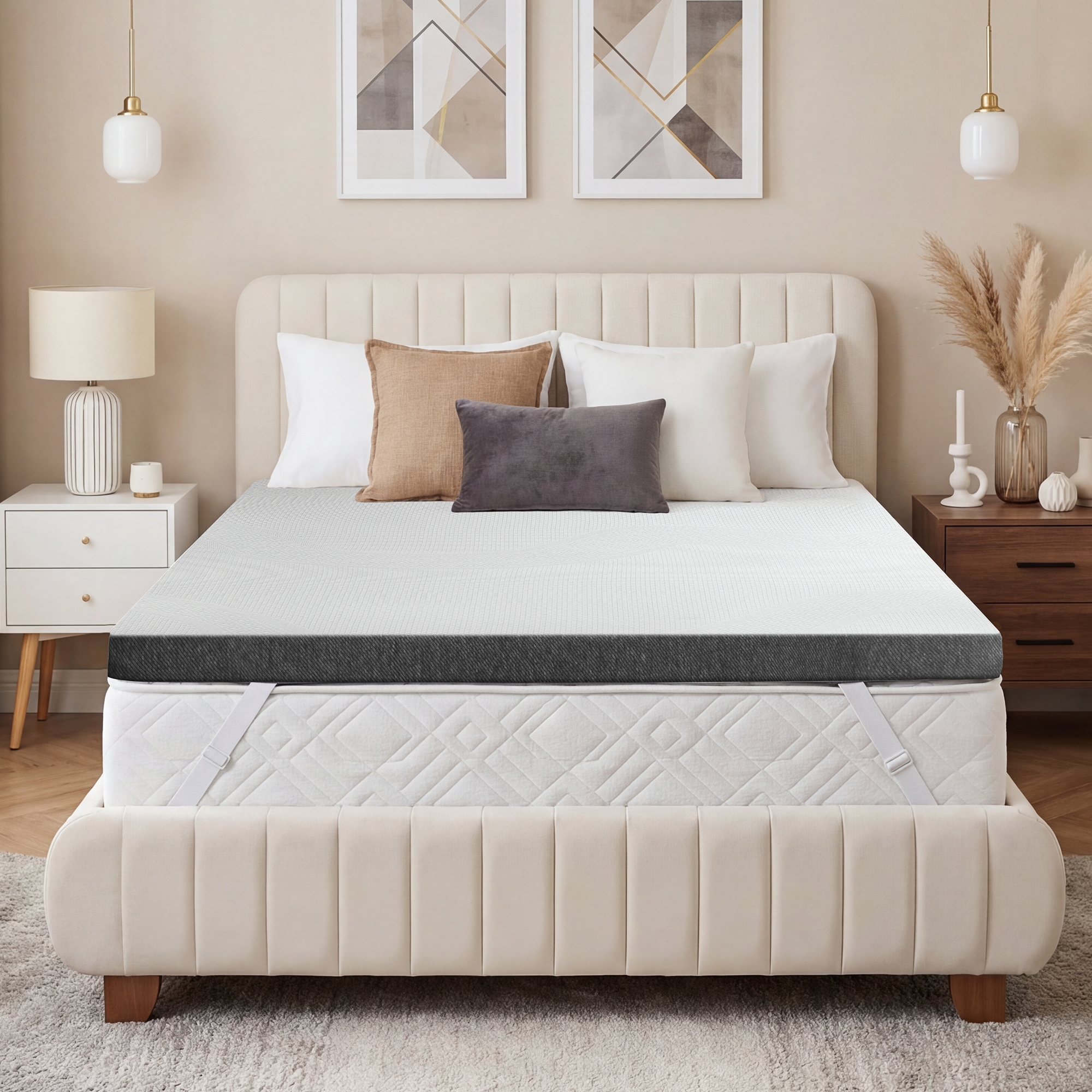 Dyonery 4 Inch Gel Memory Foam Mattress Topper,Extra Firm Cooling Bed Topper with Washable Cover,Ergonomic Support for Back Pain,CertiPUR-US King