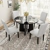 5-piece Round Dining Table Set Dining Set with 4 Upholstered Chairs for Dining Room, Kitchen and Living room, Beige/Black/Gray/White-ModernLuxe - 2 of 4