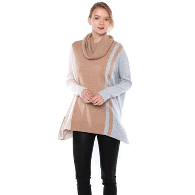 J CASHMERE Women's 100% Pure Cashmere Cocoon Dolman Sleeve Cowlneck Sweater