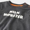 Baby Halloween Checkered Milk Monster French Terry Sweatshirt & Jogger Pants Set - Cat & Jack™ Black - 3 of 4