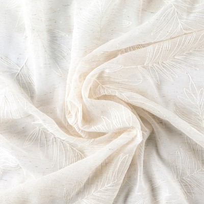 White Sheer Pleated Polyester Rod Pocket Curtain Panel 52" x 84"