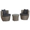 3pc Amelia Outdoor Conversation Set: Weather-Resistant Wicker, Aluminum Frame - Alaterre Furniture - 2 of 4