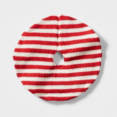 Mini 18" Chunky Stripe Knit Christmas Tree Skirt Red/Cream - Wondershop™