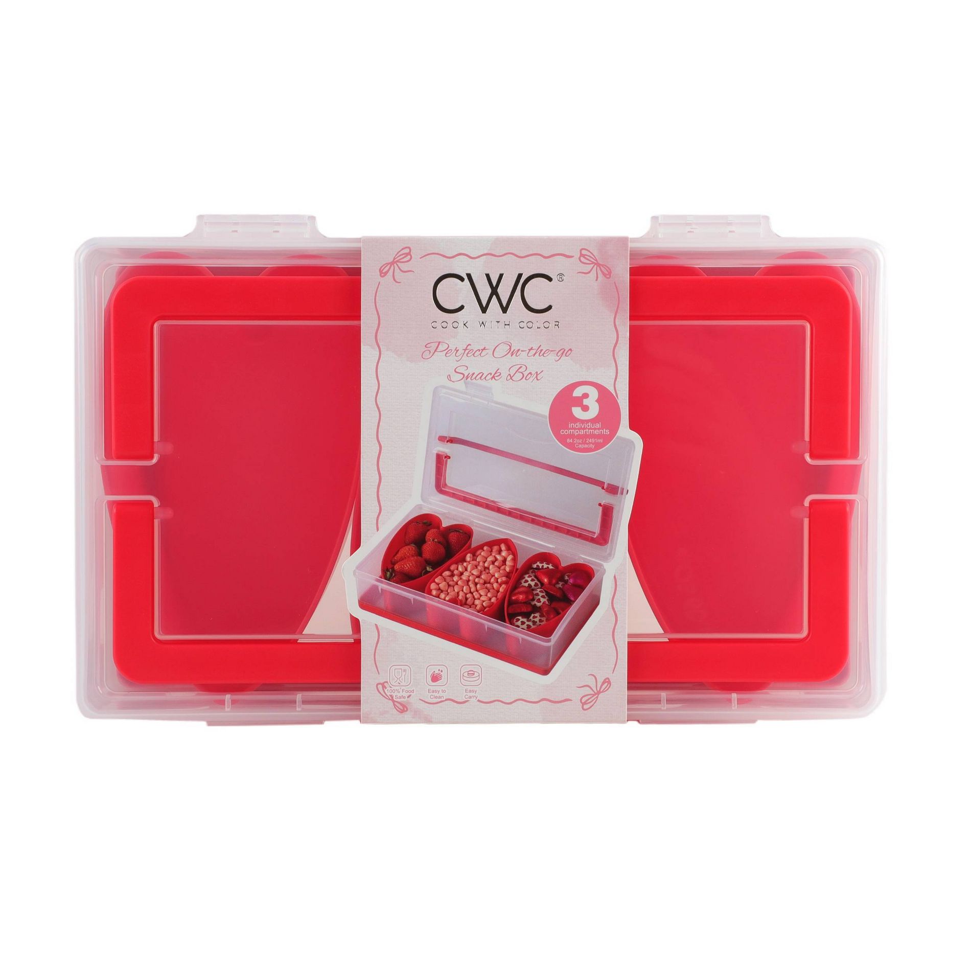 Cook With Color Hearts Sentiment Snack Box Food Storage Container