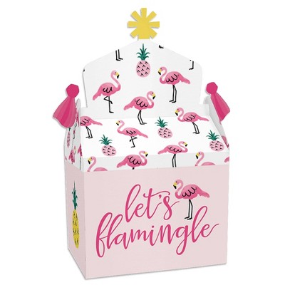 Big Dot of Happiness Pink Flamingo - Party Like a Pineapple - Treat Box Party Favors - Tropical Summer Party Goodie Gable Boxes - Set of 12