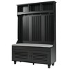 PAGED Freestanding Coat Racks with Shutter-Shaped Doors and Bench,Hall Tree with 4 Hooks and Cushion,Entryway Furniture for Hanging Clothes - 4 of 4