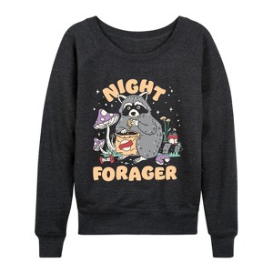 Women's - Instant Message - Night Forager Lightweight French Terry Wide Neck Long Sleeve Graphic Shirt - 1 of 4