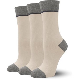 SERISIMPLE Women Viscose Bamboo Womens Crew Socks Dress Chic Colorblock Striped Design Socks 3 Pairs - 1 of 4
