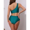 INSPIRE CHIC Women's One Shoulder Elegant Bikini Sets, Push Up Top High Waisted Tummy Control Bottom Swimwear Bathing Suits 1 Set - 3 of 4