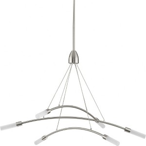 Progress Lighting Kylo 6-Light Brushed Nickel LED Chandelier with Frosted Acrylic Shades - 1 of 3
