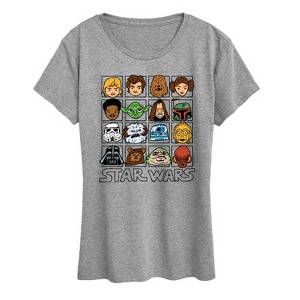 Women's - Star Wars - Yoda and Friends Face Grid Short Sleeve Graphic T-Shirt - 1 of 4