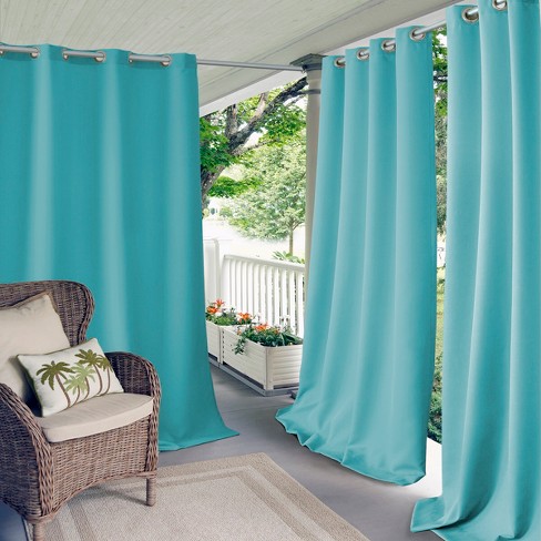 Connor Solid Indoor Outdoor Window, Turquoise Blue Curtains