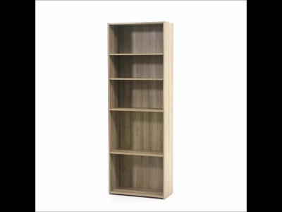 Adjustable Summer Oak 5-Shelf Large Bookcase