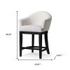 HomeRoots 36" White and Black Fabric and Solid Wood Counter Height Swivel Bar Chair - 3 of 4