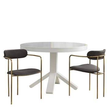 3Pc Canton Contemporary Dining Set White/Gray - Buylateral