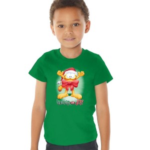 Toddler Boys' Garfield Unwrap the Joy! T-Shirt Kelly Green - 1 of 4